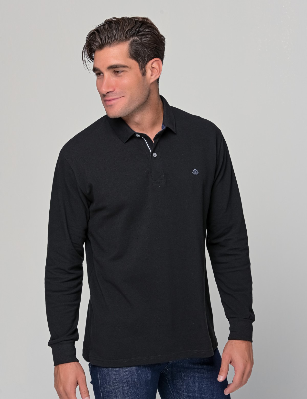 Everbest ανδρική μαύρη Polo πικέ μπλούζα plus size 2310220